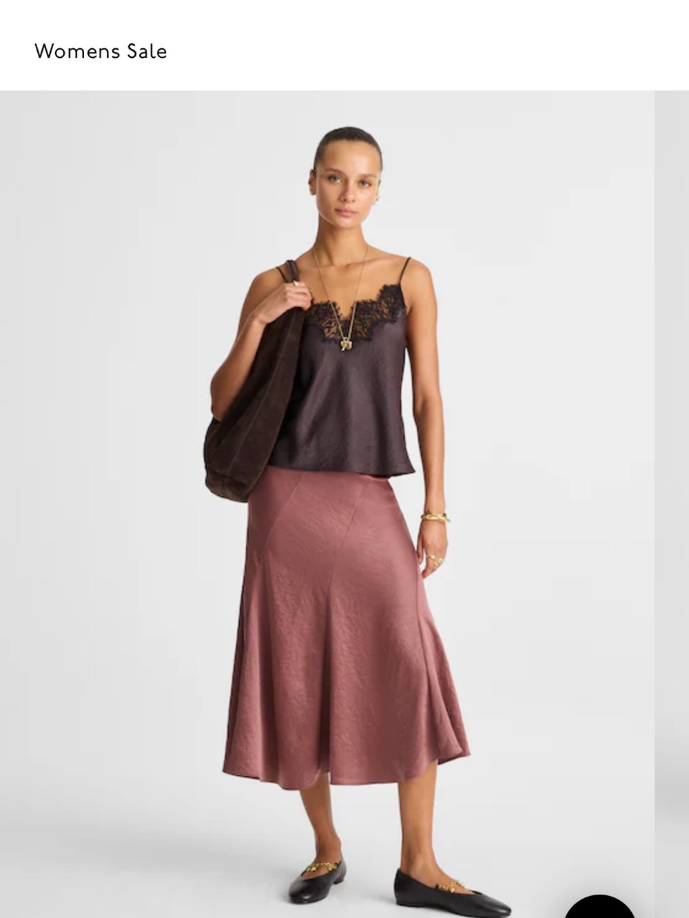 Madewell Satin Midi Skirt in Mauve Pink